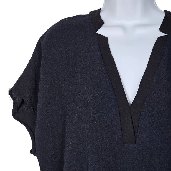 Astr The Label Crepe V-Neck Shift Dress Short Sleeve Black Women's Medium - Picture 9 of 10